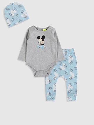 Ekru Erkek Bebek Mickey Mouse Baskili Takim 3 Lu Lc Waikiki