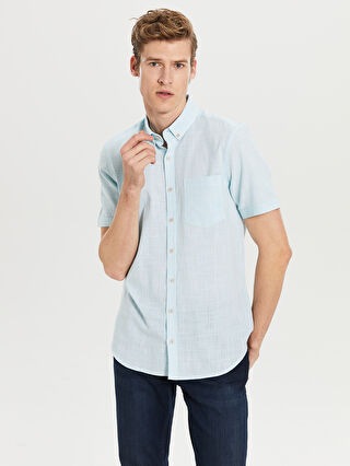 Turkuaz Slim Fit Kisa Kollu Gomlek Lc Waikiki