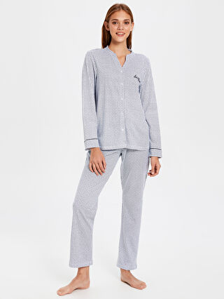 Lacivert Lacivert Desenli Pamuklu Pijama Takim Lc Waikiki