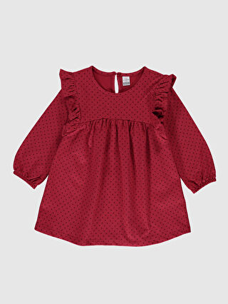 Bordo Kiz Bebek Puantiyeli Elbise Lc Waikiki