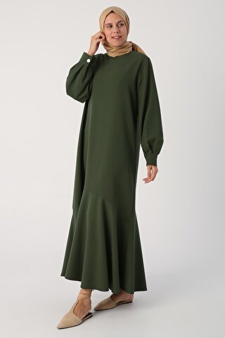 ALL DAY Koyu Yeşil Eteği Volanlı Elbise