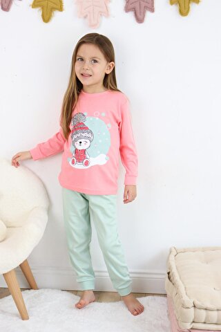 Harika KIDS Kız Çocuk Interlok Kumaş Orta Kalınlıkta Pamuklu Pijama Takımı