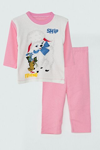 JackandRoy Kuzu Baskılı Kız Bebek Pijama Takımı