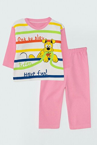 JackandRoy Köpek Baskılı Kız Bebek Pijama Takımı