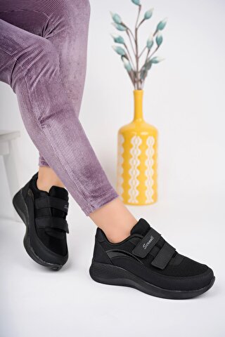 Muggo SAHRA Kadın Ortopedik Bağcıksız Cırtlı Rahat Sneaker Spor Ayakkabı