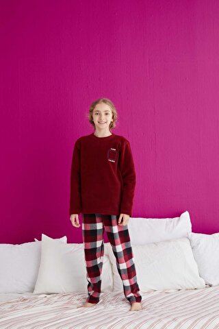 TOFİSA Kız Çocuk Bordo Pijama Takımı - 23934