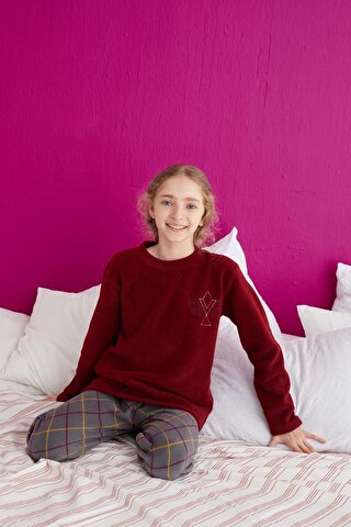 TOFİSA Kız Çocuk Bordo Pijama Takımı - 23932