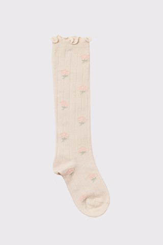 Katia And Bony Bebek Bej Renkli Çiçek Desenli Soket Çorap