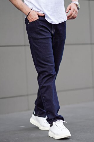 MADMEXT Koyu Mavi Straight Fit Erkek Jean Pantolon Jeans 6856