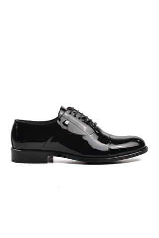 Fosco 7102 Siyah Rugan Hakiki Deri Erkek Klasik Ayakkabı