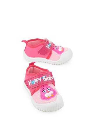 Gezer Yazlık Keten Kız Bebe Happy Birds Cırtlı Ayarlanabilir Ayakkabı