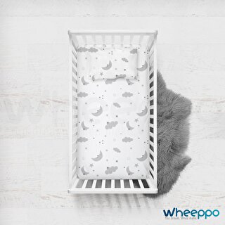 Wheeppo %100 Pamuk Ranforce Düz Çarşaf Seti - Gri Bulut - 100x150+35x45