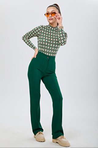 TOFİSA Düz Orta Kadın Yeşil Pantolon - 24127
