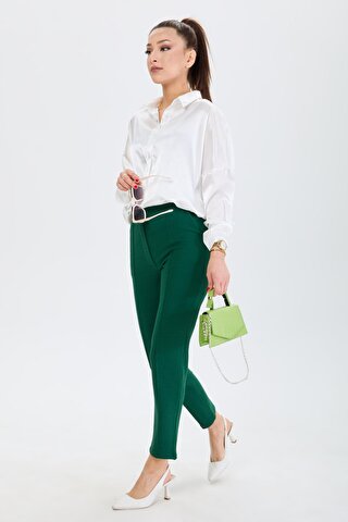 TOFİSA Düz Orta Kadın Yeşil Pantolon - 24133