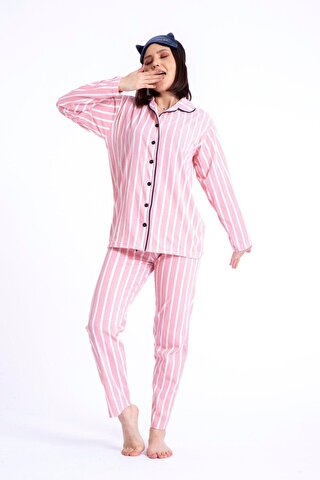 TAMPAP Gömlek Yaka Düğmeli Kadın Pijama Takımı 3010