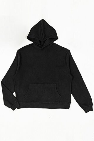 FOR YOU MODA Oversize Kanguru Cepli Siyah Sweatshirt