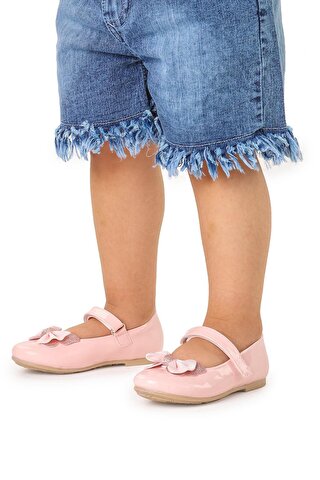KİKO KİDS Taşlı Cırtlı Kız Çocuk Fiyonklu Babet Ayakkabı Ege 204 Rugan