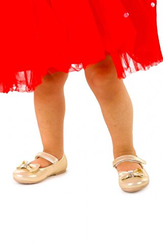 KİKO KİDS Cırtlı Fiyonklu Kız Çocuk Babet Ayakkabı Ege 201 Vakko
