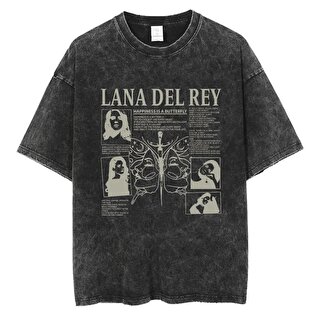 Touz Moda Yıkamalı Streetwear Lana Del Rey Baskılı Unisex Oversize Vintage T-shirt