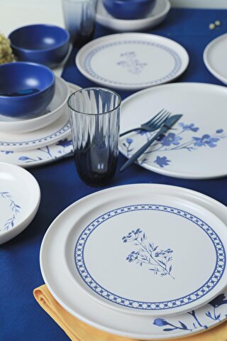 Keramika Blue Blossom Nordic Yemek Takımı 24 Parça 6 Kişilik