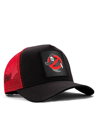 BlackBörk V1 Trucker Hayalet - 1 Kod Logolu Unisex Siyah-Kırmızı Şapka (Cap)