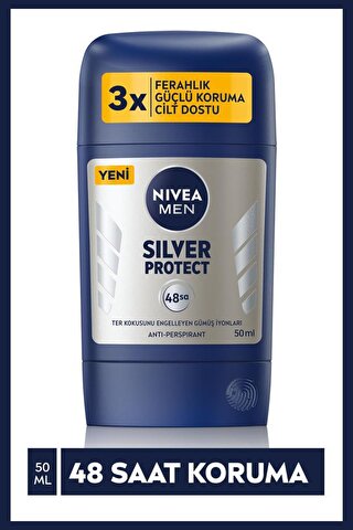 Nivea Men Erkek Stick Deodorant Silver Protect 50 ml Ter Ve Ter Kokusna Karşı 48 Saat Anti-Perspirant