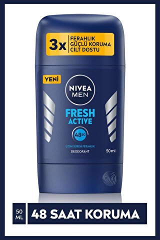 Nivea Men Erkek Stick Deodorant Fresh Active 50 ml, Ter Ve Ter Kokusuna Karşı 48 Saat Deodorant Koruma
