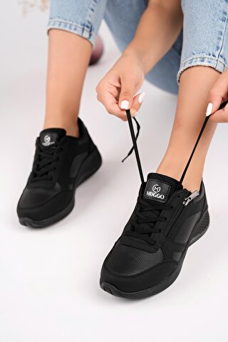 Muggo Asel Kadın Ortopedik Günlük Bağcıklı Yandan Fermuarlı Rahat Sneaker Spor Ayakkabı