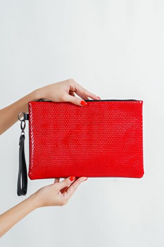 Capone Outfitters Rugan Yılan Desenli Paris Kadın Clutch Çanta