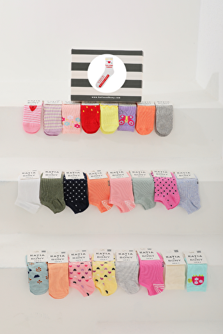Katia And Bony Kız Çocuk 24'lü Karışık Renkli Kutulu Patik Çorap