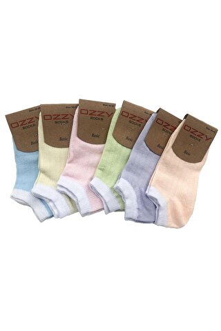 OZZY SOCKS 6 Çift Pamuklu Kadın Patik Çorap Yazlık Dayanıklı Topuk Ve Burun Soft renkler