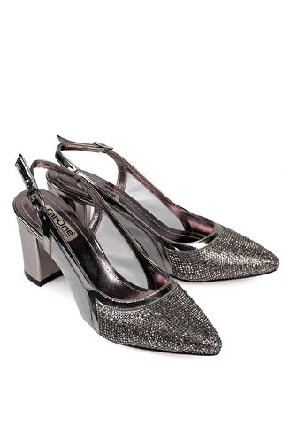 Capone Outfitters 750 Kadın Topuklu Taşlı Fileli Arkası Açık Ayakkabı