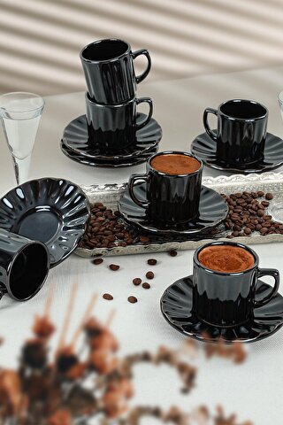 Keramika Metalik Kahve Sirius Kahve Takımı 12 Parça 6 Kişilik