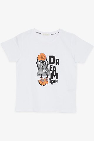 Breeze Erkek Çocuk Tişört Rüya Takım Temalı Basketçi Robot Baskılı Beyaz (4-8 Yaş)