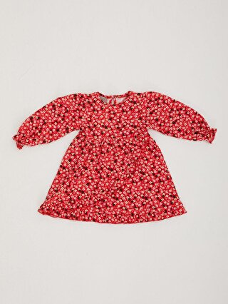 Little Star Kız Çocuk Çiçek Desenli Kollu Mevsimlik Süprem Elbise