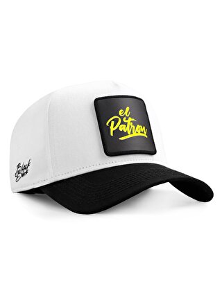 BlackBörk V1 Baseball El Patron - 1 Kod Logolu Unisex Beyaz-Siyah Siperli Şapka (Cap)