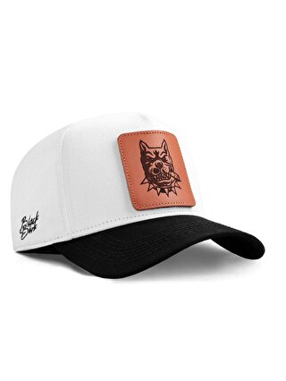 BlackBörk V1 Baseball Köpekl - 8 Kod Logolu Unisex Beyaz-Siyah Siperli Şapka (Cap)