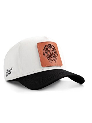 BlackBörk V1 Baseball Aslan - 13 Kod Logolu Unisex Beyaz-Siyah Siperli Şapka (Cap)