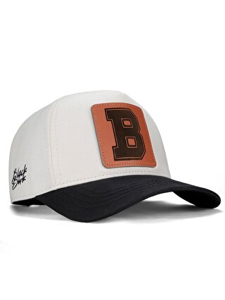 BlackBörk V1 Baseball B Harf - 3 Kod Logolu Unisex Bej-Siyah Siperli Şapka (Cap)