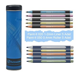Schneider Paint-It 020 1-2mm Liner +050 0.4 mm Roller Kalem Metal Tüp 10 Lu Set SCR514