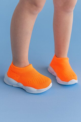 First Step Ultra Hafif Memory Foam İç Taban Çocuk Triko Spor Ayakkabı Neon Turuncu-M-1002