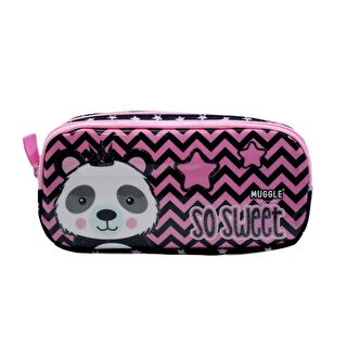 Muggle Panda Siyah 2 Gözlü Kalemlik Çantası (MU-7341)