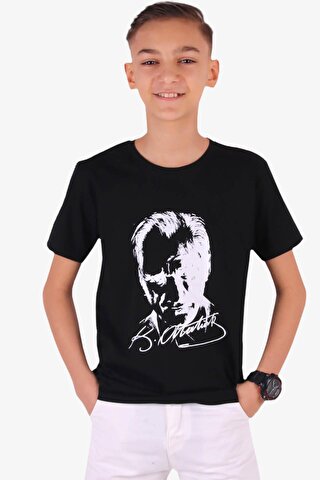 Breeze Erkek Çocuk Tişört Atatürk Baskılı Siyah (4-14 Yaş)