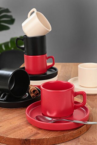 Keramika Mix Mat Stackable Çay Takımı 12 Parça 6 Kişilik