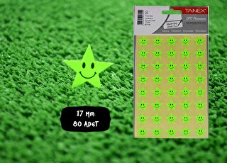 Tanex TNX-302 Flo Yıldız Yeşil Gülen Etiketi 17 Mm 80 Adet