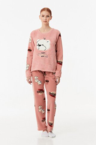 Fullamoda Ayıcık Nakışlı Polar Pijama Takımı