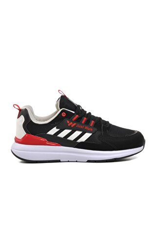 Walkway Medel Siyah-Beyaz-Kırmızı Erkek Bağcıklı Sneaker