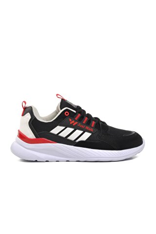 Walkway Medel Siyah-Beyaz-Kırmızı Kadın Bağcıklı Sneaker