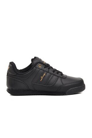 Walkway Effective PU Siyah-Altın Bağcıklı Erkek Sneaker
