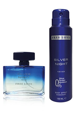 Free Love Silver Night EDP Erkek Parfüm 100 ml ve Deodorant 150 ml